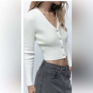 NWT Zara Knit Cardigan White Size Medium